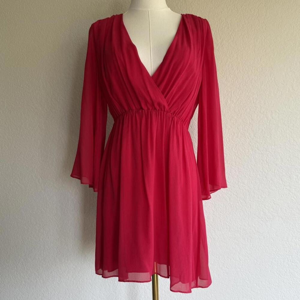 Alice + Olivia Red Chiffon Mini Dress Size S